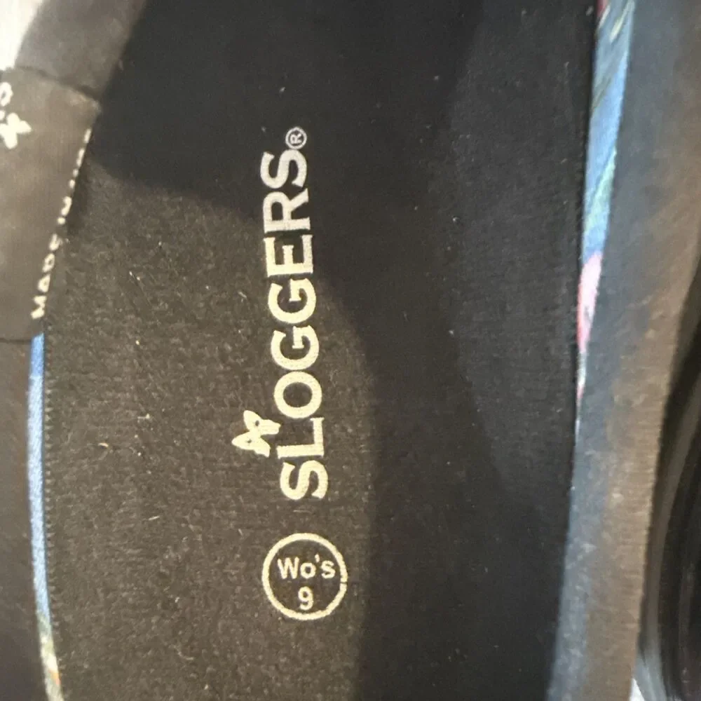 Sloggers Womens Garden Clogs 9 Blue Floral Waterproof Slip‑On Shoes USA Made EUC